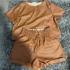 2 piece faux leather set